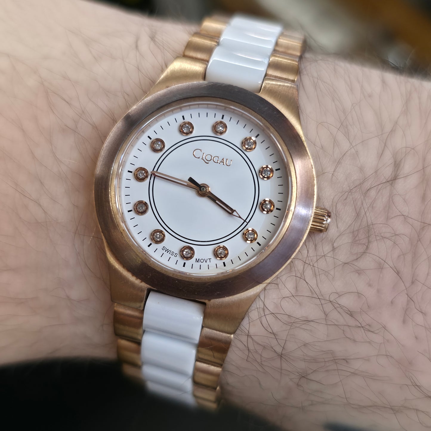 Ladies Clogau Rose Gold Coloured Case And White Ceramic Quartz Watch