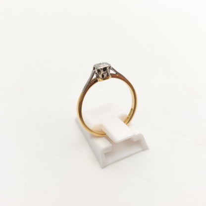 18ct Yellow Gold And Platinum Antique Illusion Setting Diamond Solitaire Ring