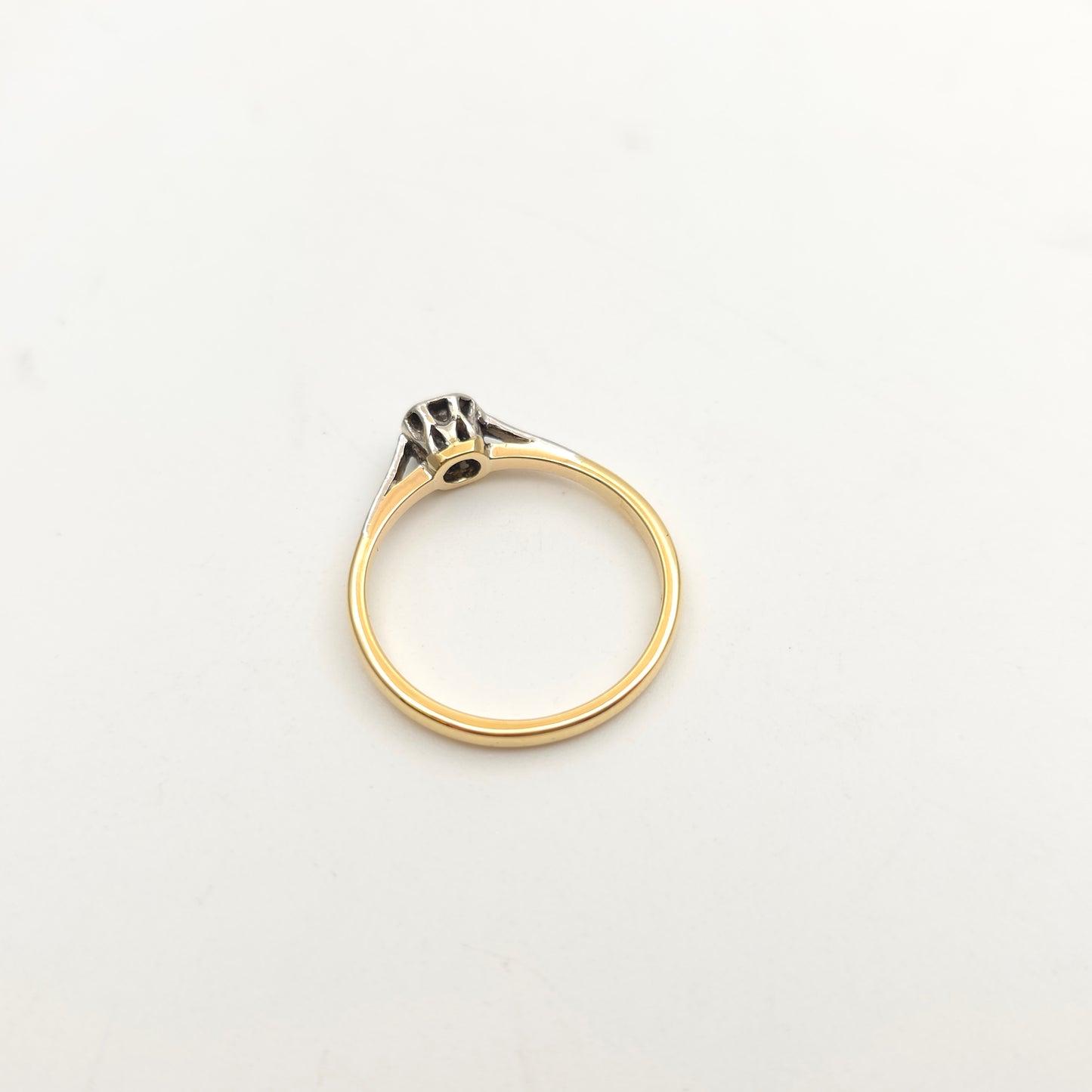 18ct Yellow Gold And Platinum Antique Illusion Setting Diamond Solitaire Ring