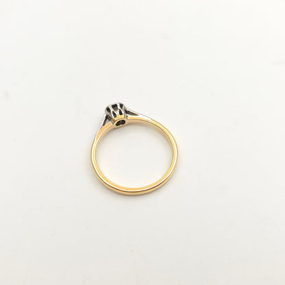 18ct Yellow Gold And Platinum Antique Illusion Setting Diamond Solitaire Ring