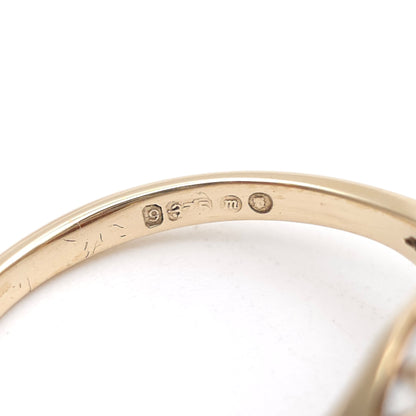 9ct Yellow Gold Vintage 60's Retro Round Cut Garnet Flower Cluster Ring