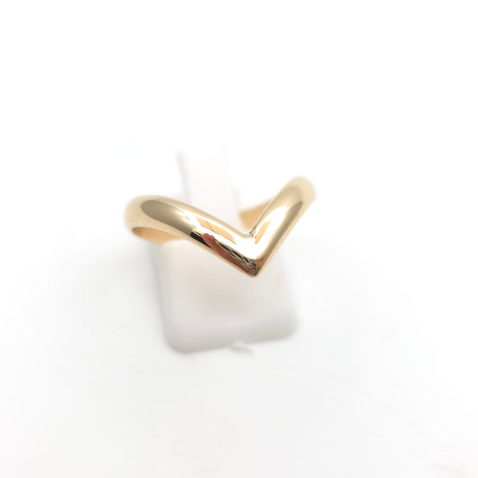 9ct Yellow Gold Plain Polished Deep Wishbone Ring