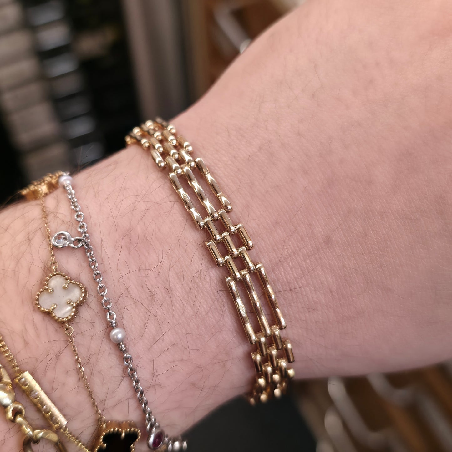 9ct Yellow Gold Vintage 70's Gate Bracelet With Heart Padlock Clasp