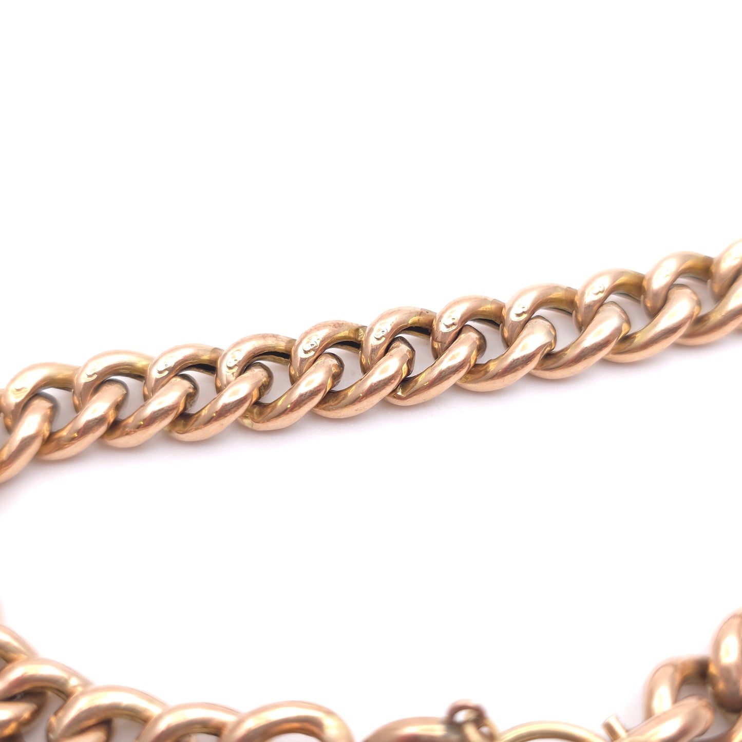 9ct Rose Toned Gold Hollow Link Curb Bracelet With Yellow Gold Heart Padlock