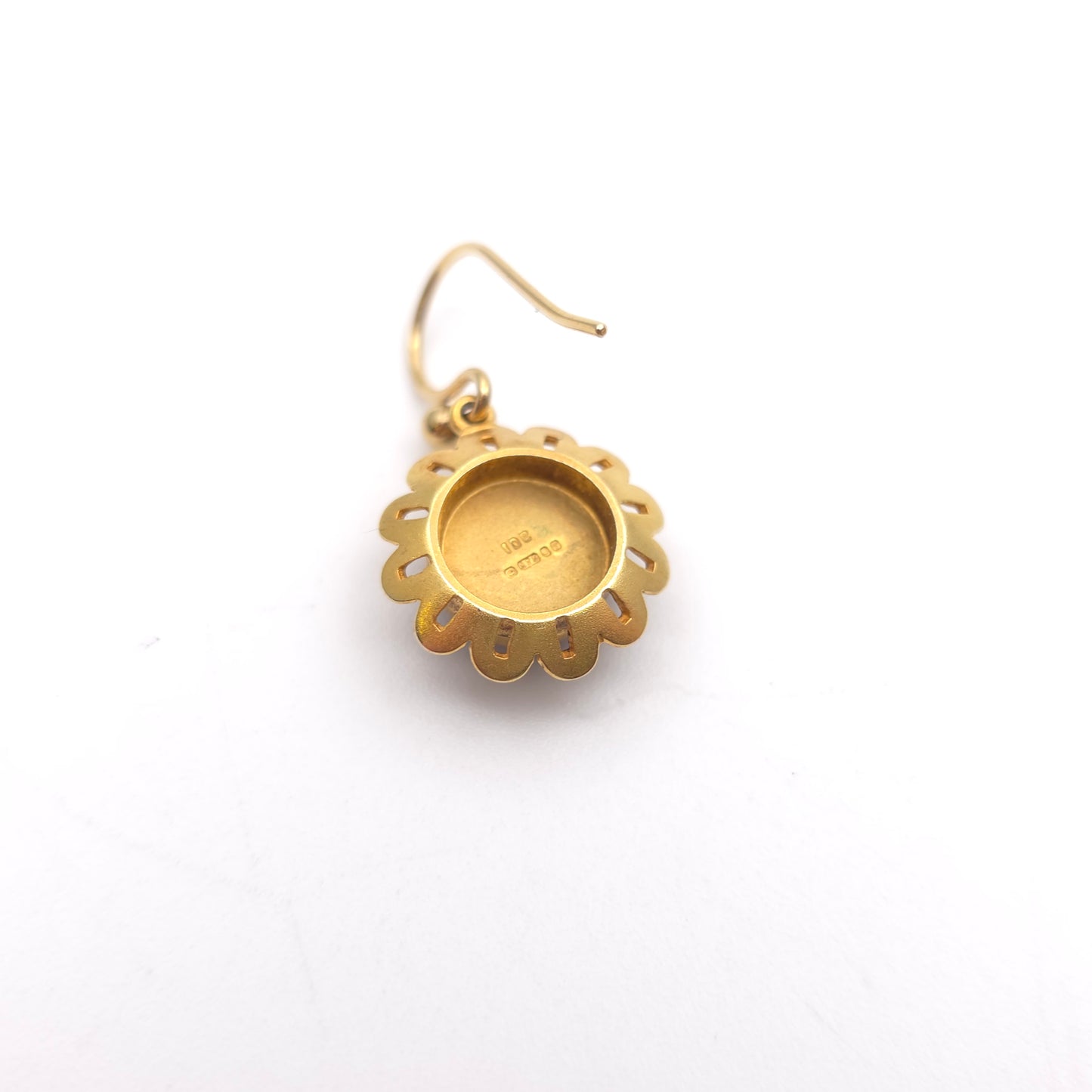 9ct Yellow Gold Repro Victorian Style Garnet Cabochon Flower Drop Earrings