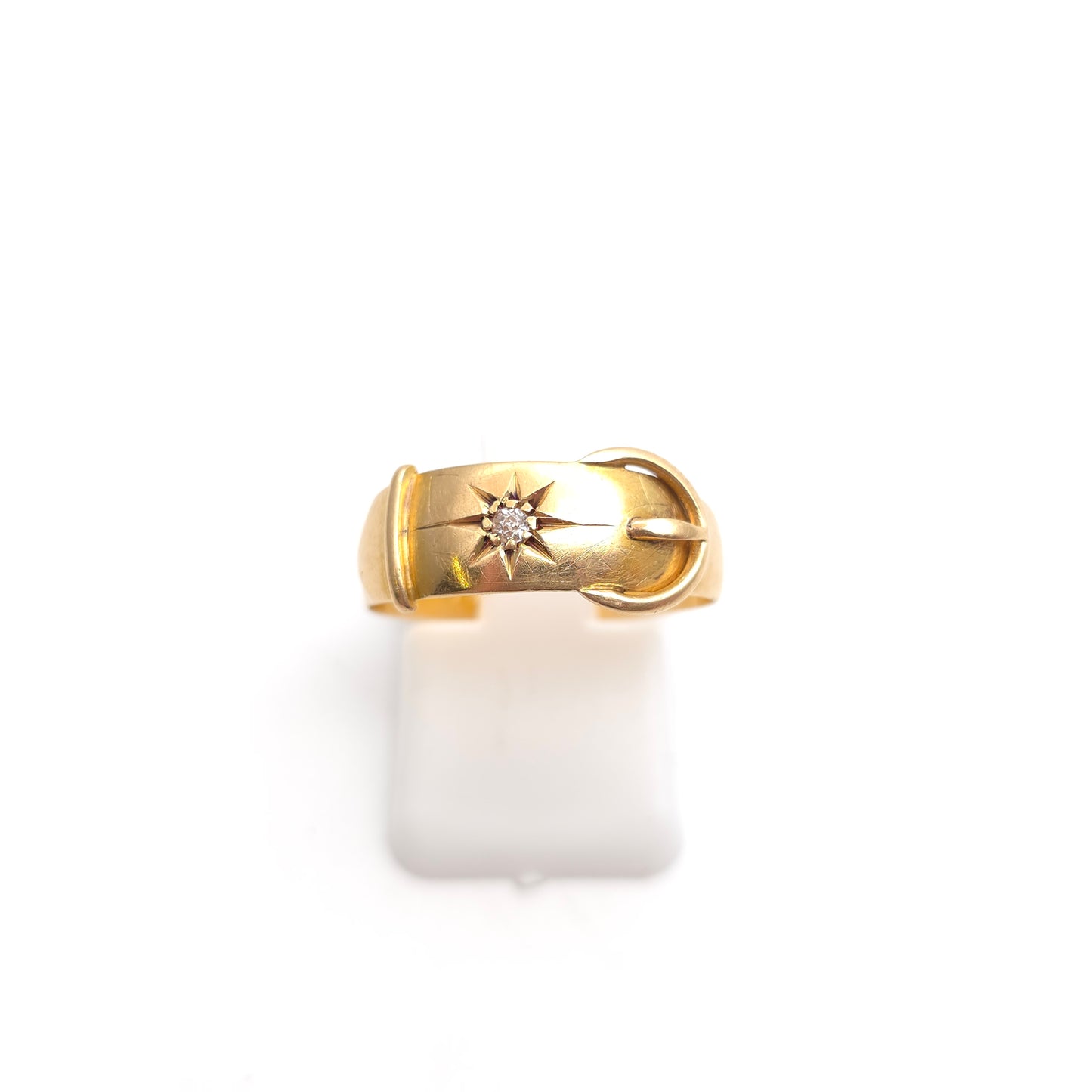 18ct Yellow Gold Antique Victorian Diamond Set Buckle Band Ring