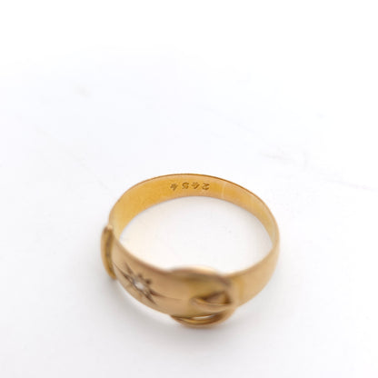 18ct Yellow Gold Antique Victorian Diamond Set Buckle Band Ring