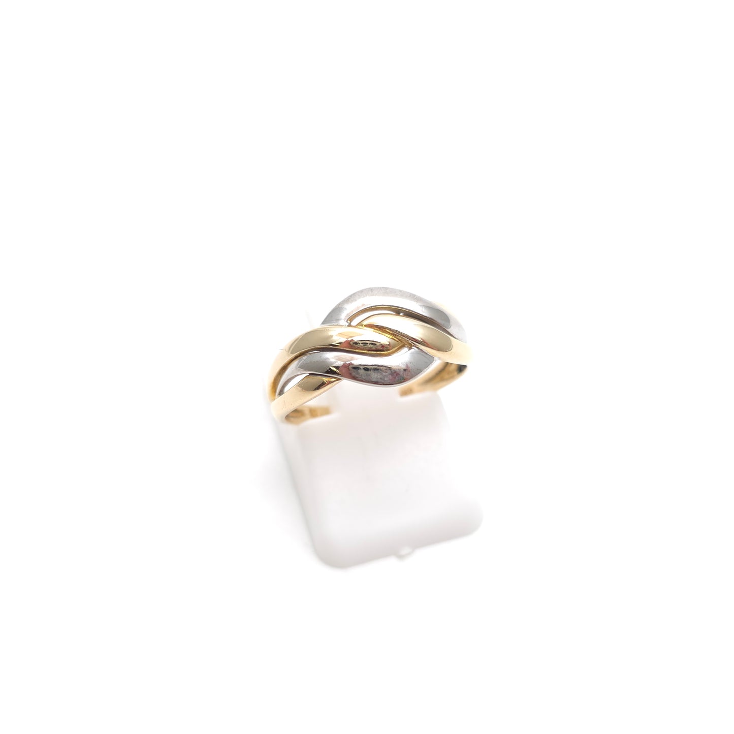 9ct Two Tone Yellow And White Gold Overlapping Wiggle Knot Style Ring