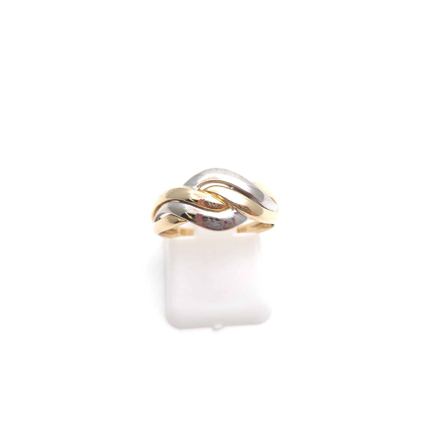 9ct Two Tone Yellow And White Gold Overlapping Wiggle Knot Style Ring