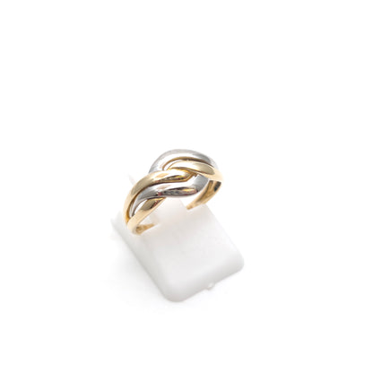 9ct Two Tone Yellow And White Gold Overlapping Wiggle Knot Style Ring