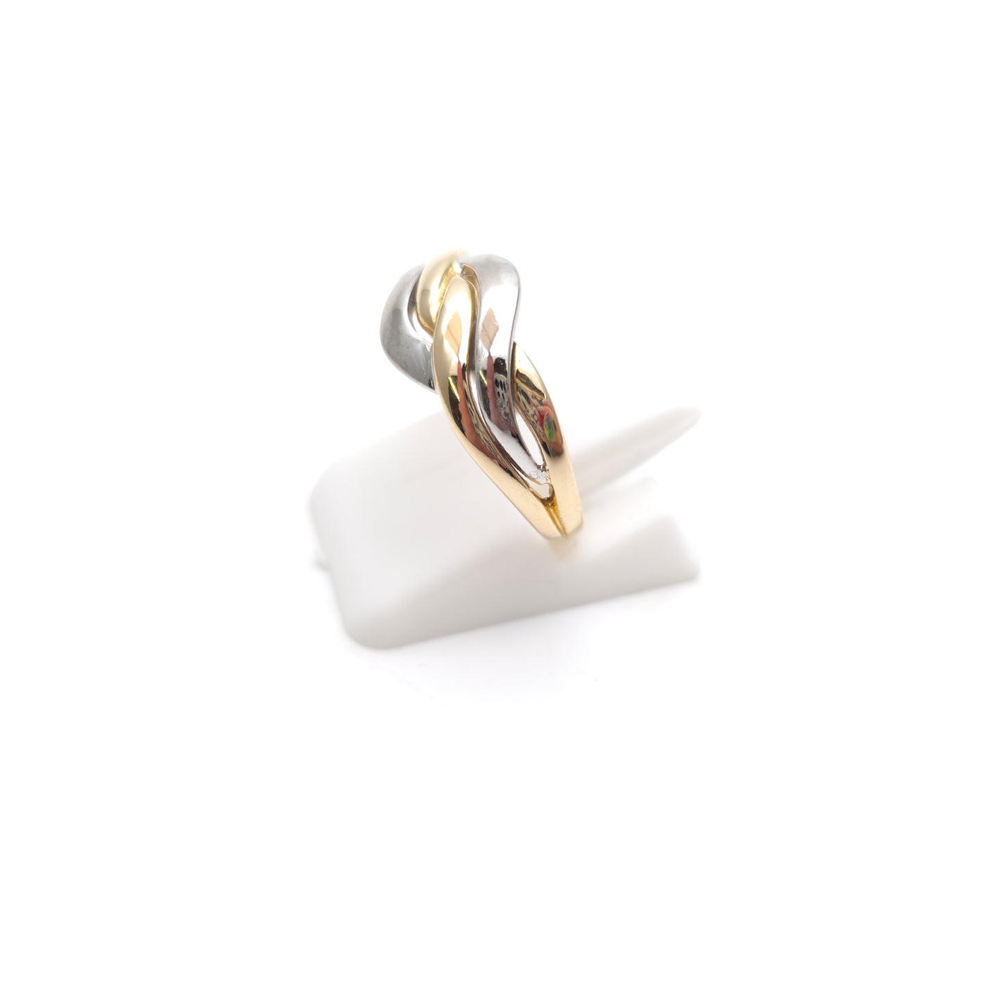 9ct Two Tone Yellow And White Gold Overlapping Wiggle Knot Style Ring