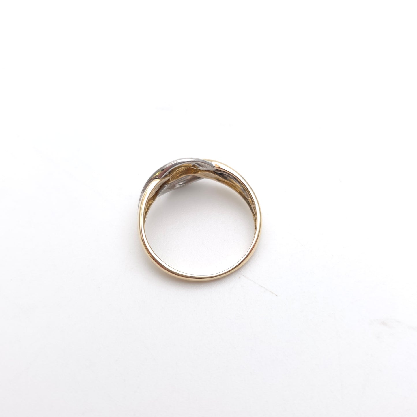 9ct Two Tone Yellow And White Gold Overlapping Wiggle Knot Style Ring
