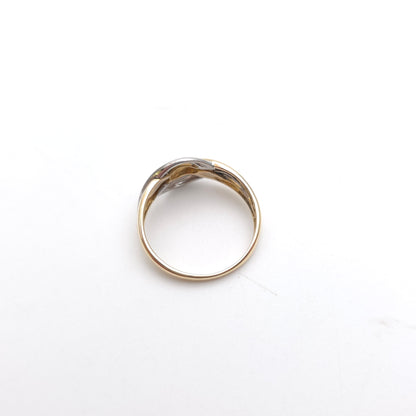 9ct Two Tone Yellow And White Gold Overlapping Wiggle Knot Style Ring