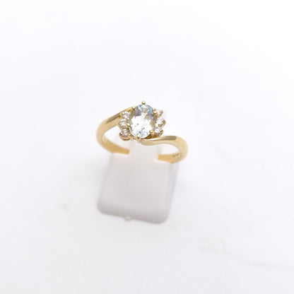 18ct Yellow Gold Aquamarine And Diamond Crossover Multistone Ring