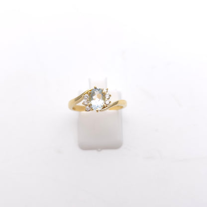 18ct Yellow Gold Aquamarine And Diamond Crossover Multistone Ring