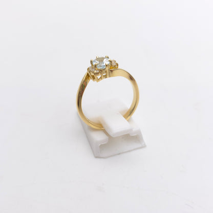 18ct Yellow Gold Aquamarine And Diamond Crossover Multistone Ring