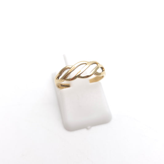 9ct Yellow Gold Vintage Lightweight Small Openwork Four Wave Ring