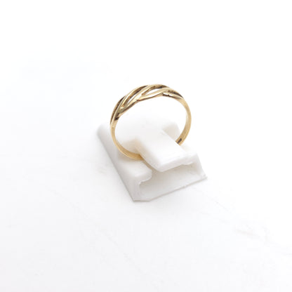 9ct Yellow Gold Vintage Lightweight Small Openwork Four Wave Ring