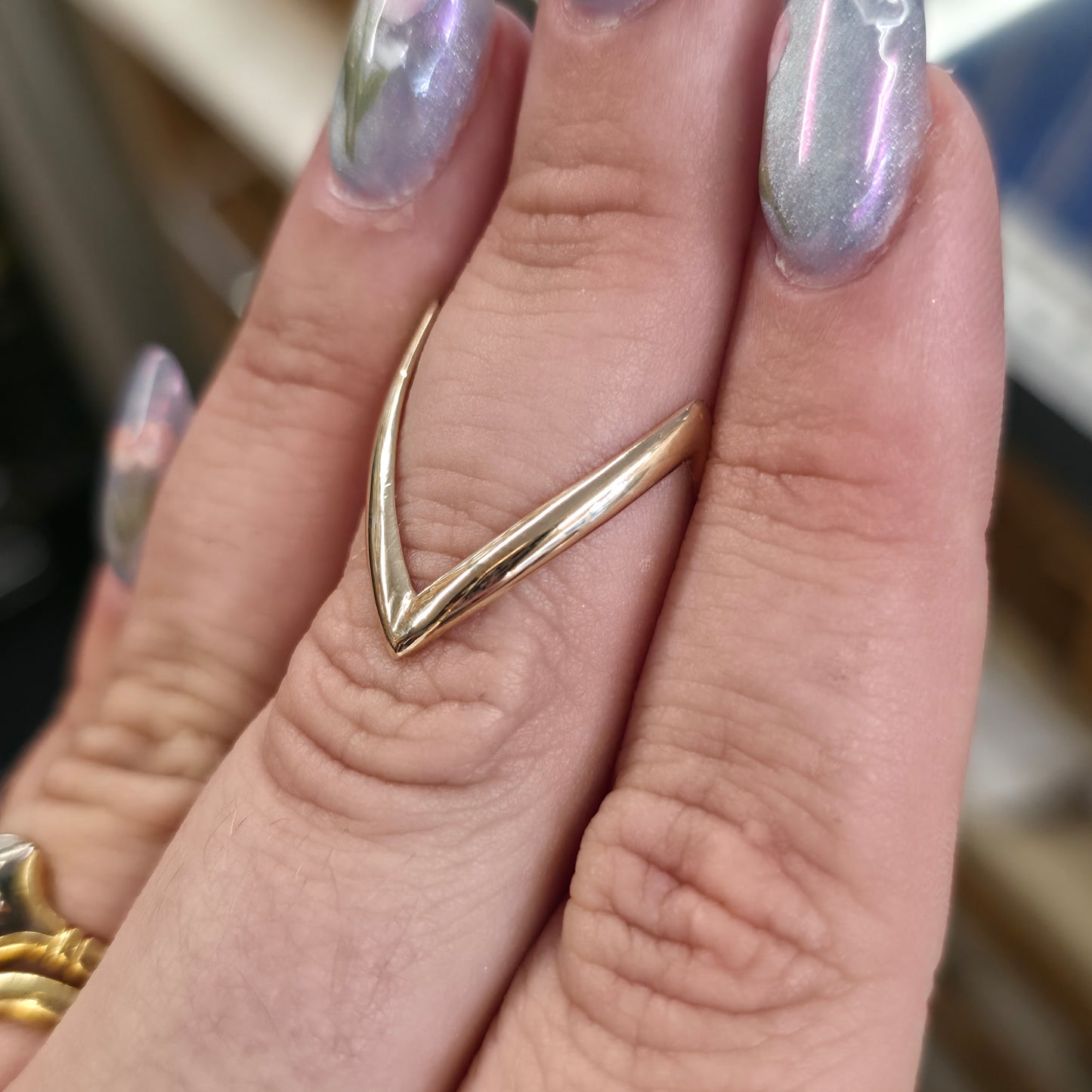 9ct Yellow Gold Vintage Polished Full Wishbone Band Ring