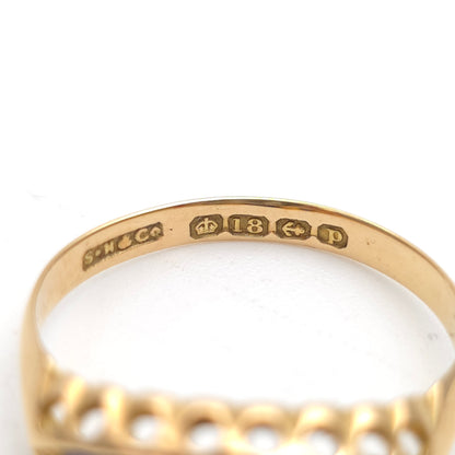 18ct Yellow Gold Antique Synthetic Sapphire And Diamond Boat Ring 1914