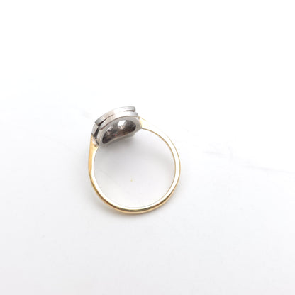 9ct Yellow Gold And Silver Antique / Vintage Pink And White Paste Stone Ring
