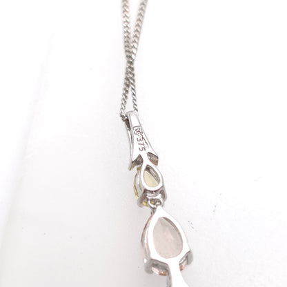 9ct White Gold Aquamarine, Morganite, Heliodor and Diamond Pastel Tone Necklace