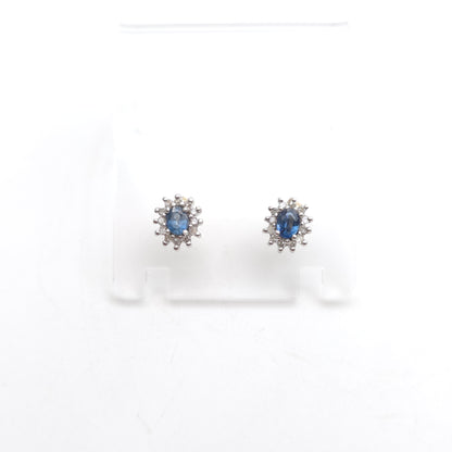 9ct Yellow Gold And White Gold Small Sapphire And Diamond Cluster Stud Earrings
