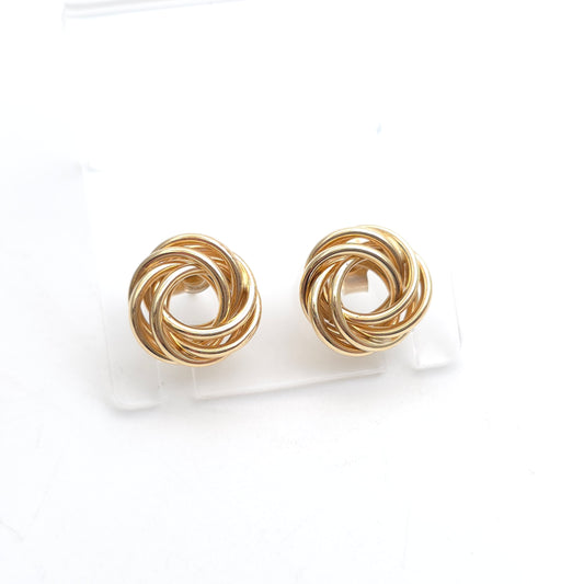 9ct Yellow Gold Multi Strand Circular Knot Wreath Stud Earrings