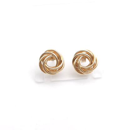 9ct Yellow Gold Multi Strand Circular Knot Wreath Stud Earrings