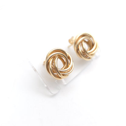 9ct Yellow Gold Multi Strand Circular Knot Wreath Stud Earrings