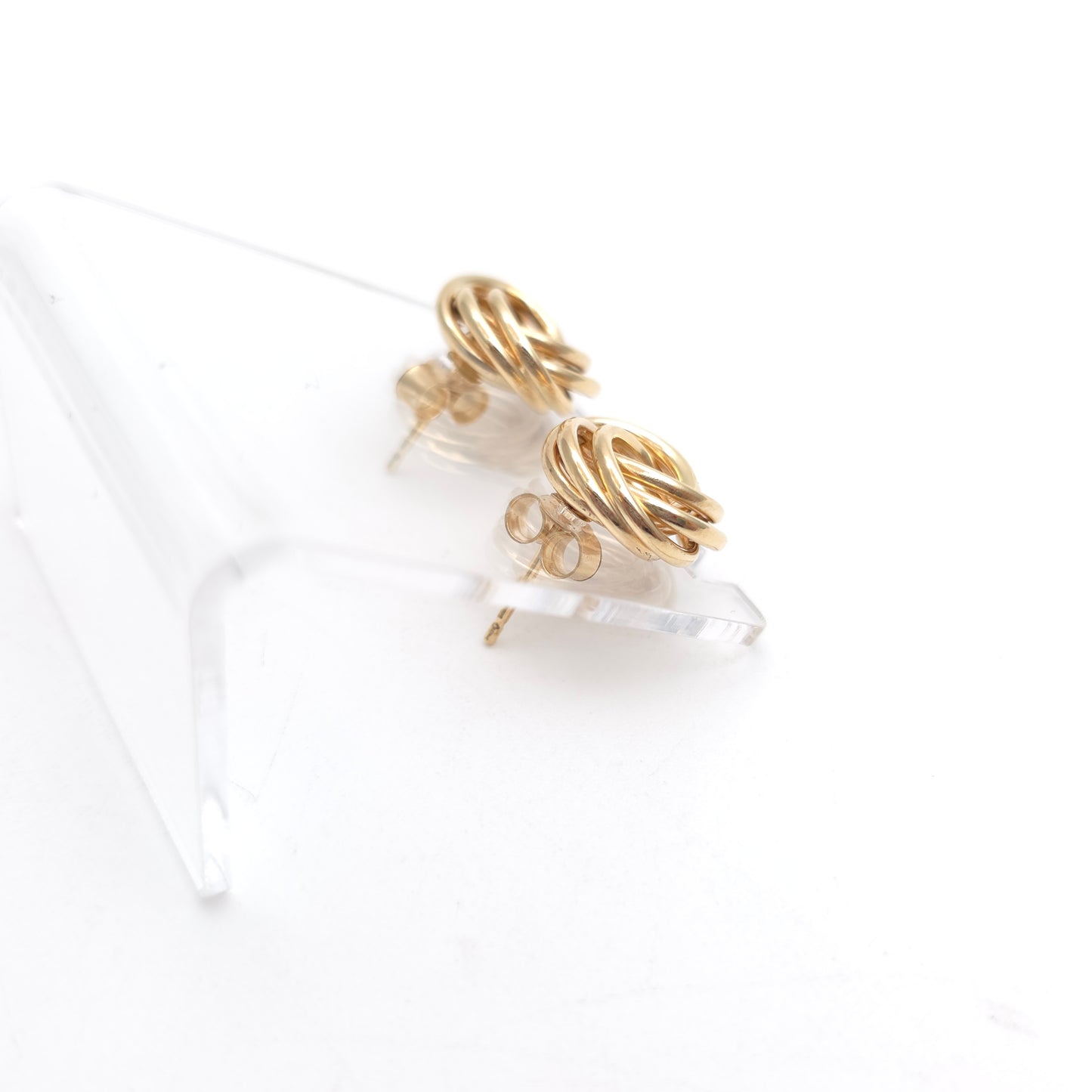 9ct Yellow Gold Multi Strand Circular Knot Wreath Stud Earrings