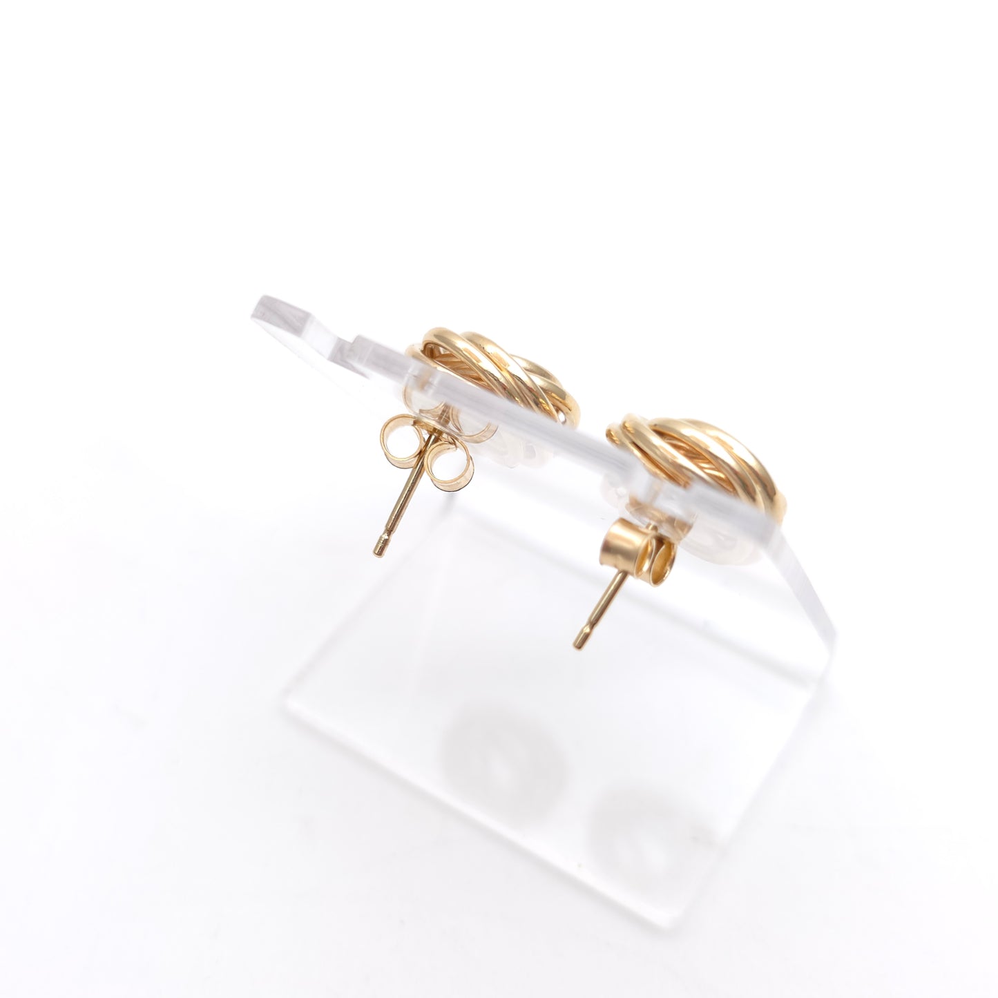 9ct Yellow Gold Multi Strand Circular Knot Wreath Stud Earrings