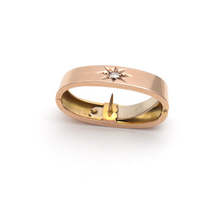 9ct Rose Gold Antique Diamond Set Star Detailed Hinged Scarf Pin