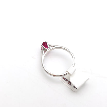 9ct White Gold Simple Pear Cut Pink Tourmaline Solitaire Ring