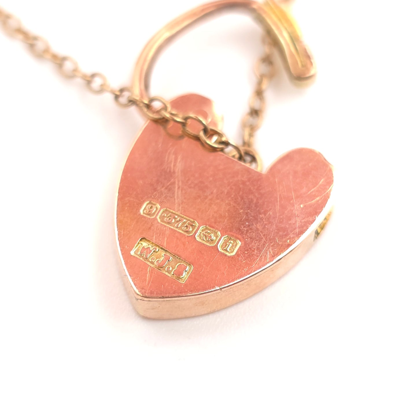 9ct Rose Gold Antique 1908 Wide Gate Style Bracelet With Heart Padlock Clasp
