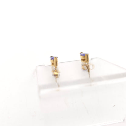 18ct Yellow Gold Simple Marquise Cut Tanzanite Solitaire Stud Earrings