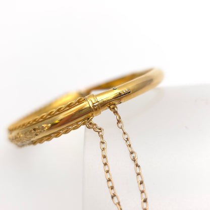 15ct Yellow Gold Antique Victorian Hinged Wirework Patterned Bangle (AF)