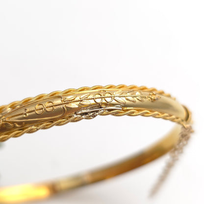 15ct Yellow Gold Antique Victorian Hinged Wirework Patterned Bangle (AF)