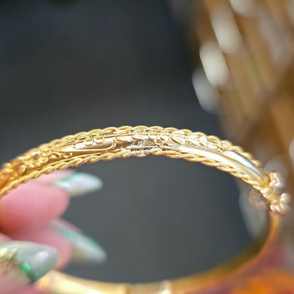 15ct Yellow Gold Antique Victorian Hinged Wirework Patterned Bangle (AF)