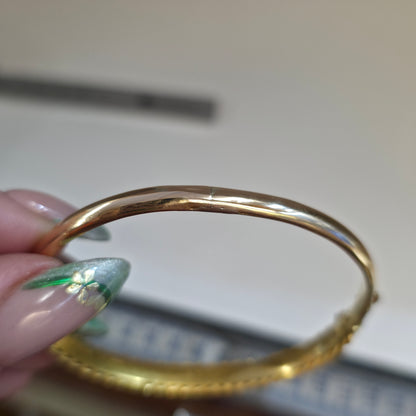 15ct Yellow Gold Antique Victorian Hinged Wirework Patterned Bangle (AF)