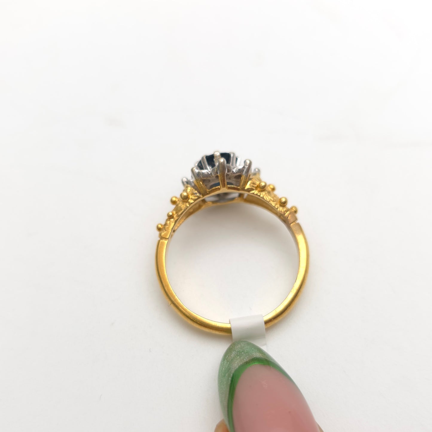 18ct Yellow Gold Sapphire And Diamond Vintage Flower Cluster Ring