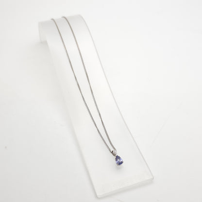 18ct White Gold Pear Cut Tanzanite And Diamond Pendant And Chain Necklace
