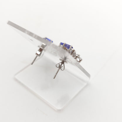 9ct White Gold Large Multigem Tanzanite And Diamond Spray Stud Earrings