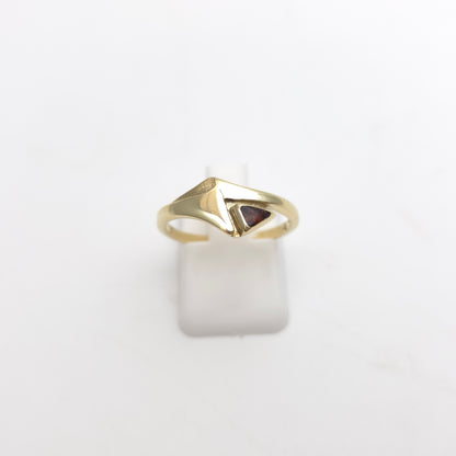 14ct Yellow Gold Unique Vintage Retro Geometric Design Amber Set Ring