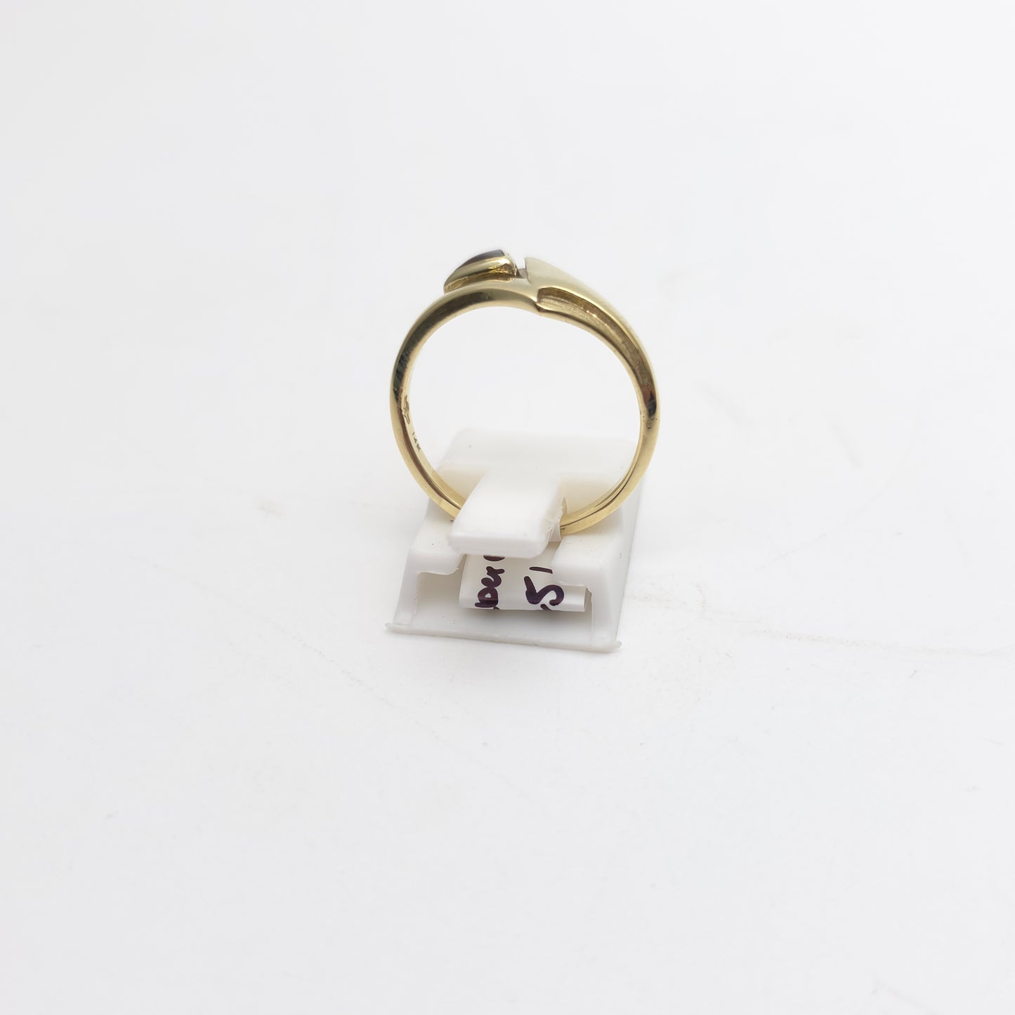 14ct Yellow Gold Unique Vintage Retro Geometric Design Amber Set Ring