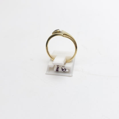 14ct Yellow Gold Unique Vintage Retro Geometric Design Amber Set Ring