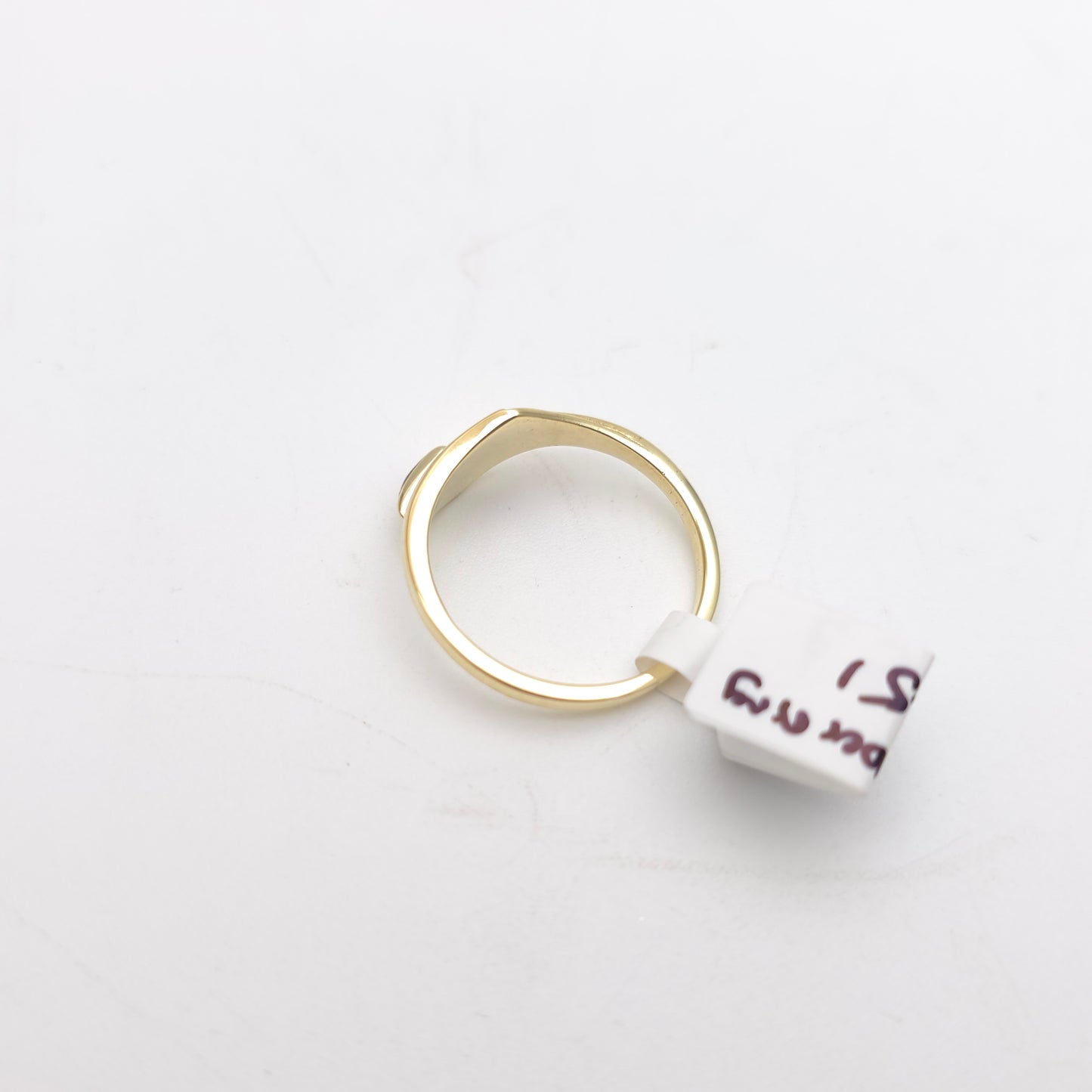 14ct Yellow Gold Unique Vintage Retro Geometric Design Amber Set Ring