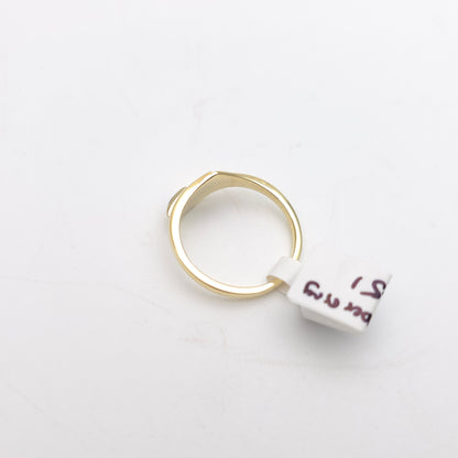 14ct Yellow Gold Unique Vintage Retro Geometric Design Amber Set Ring