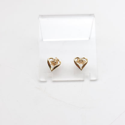 9ct Yellow Gold Small Lightweight Openwork Heart Stud Earrings