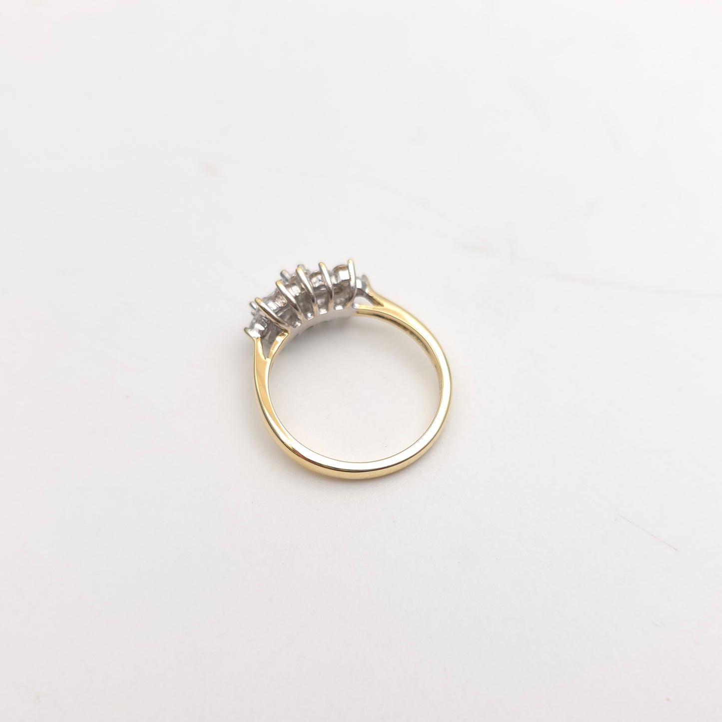 9ct Yellow Gold Vintage Rectangular White Stone Multi-Gem Cluster Ring
